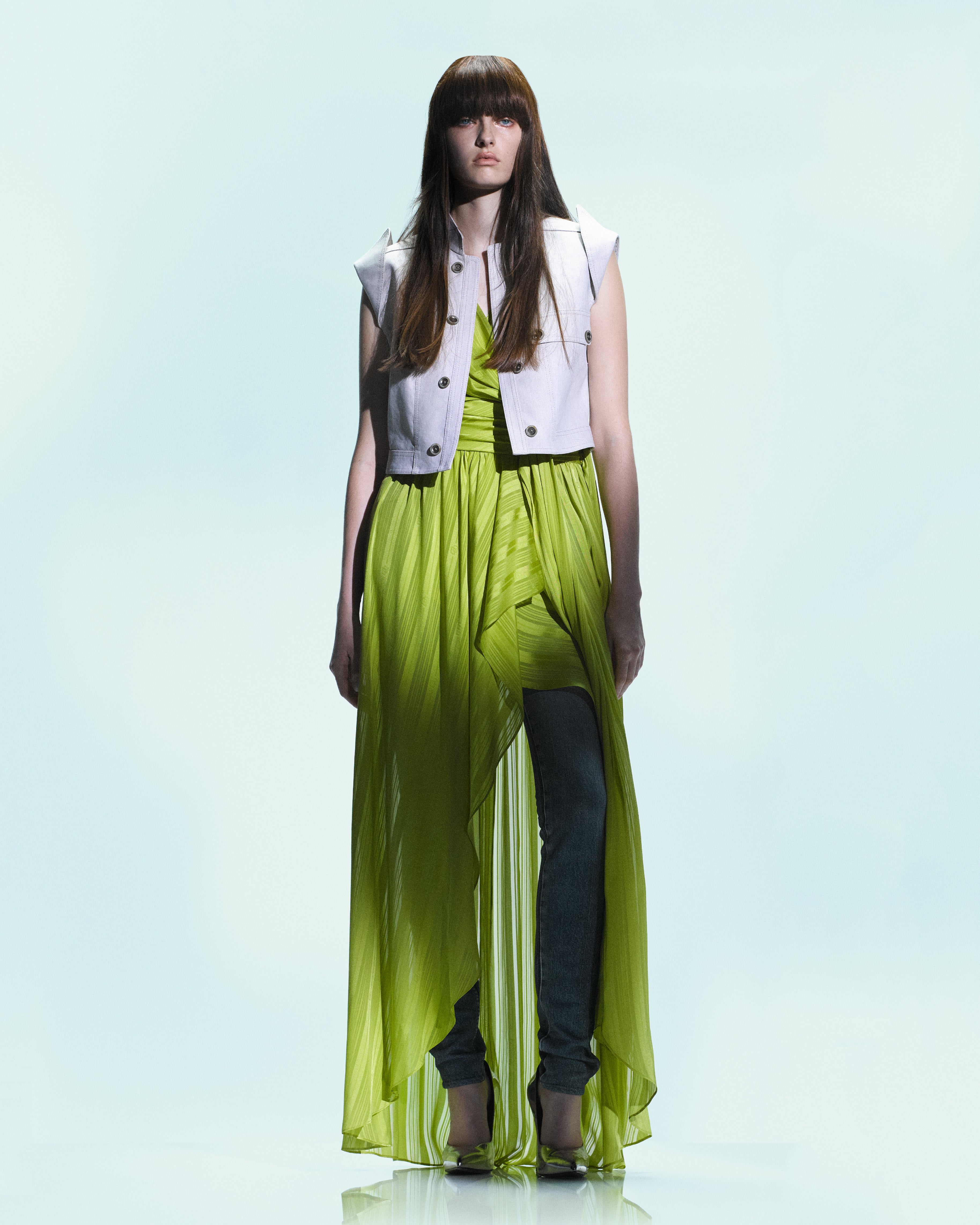 Sleeveless Linen Rayon Twill Jacket