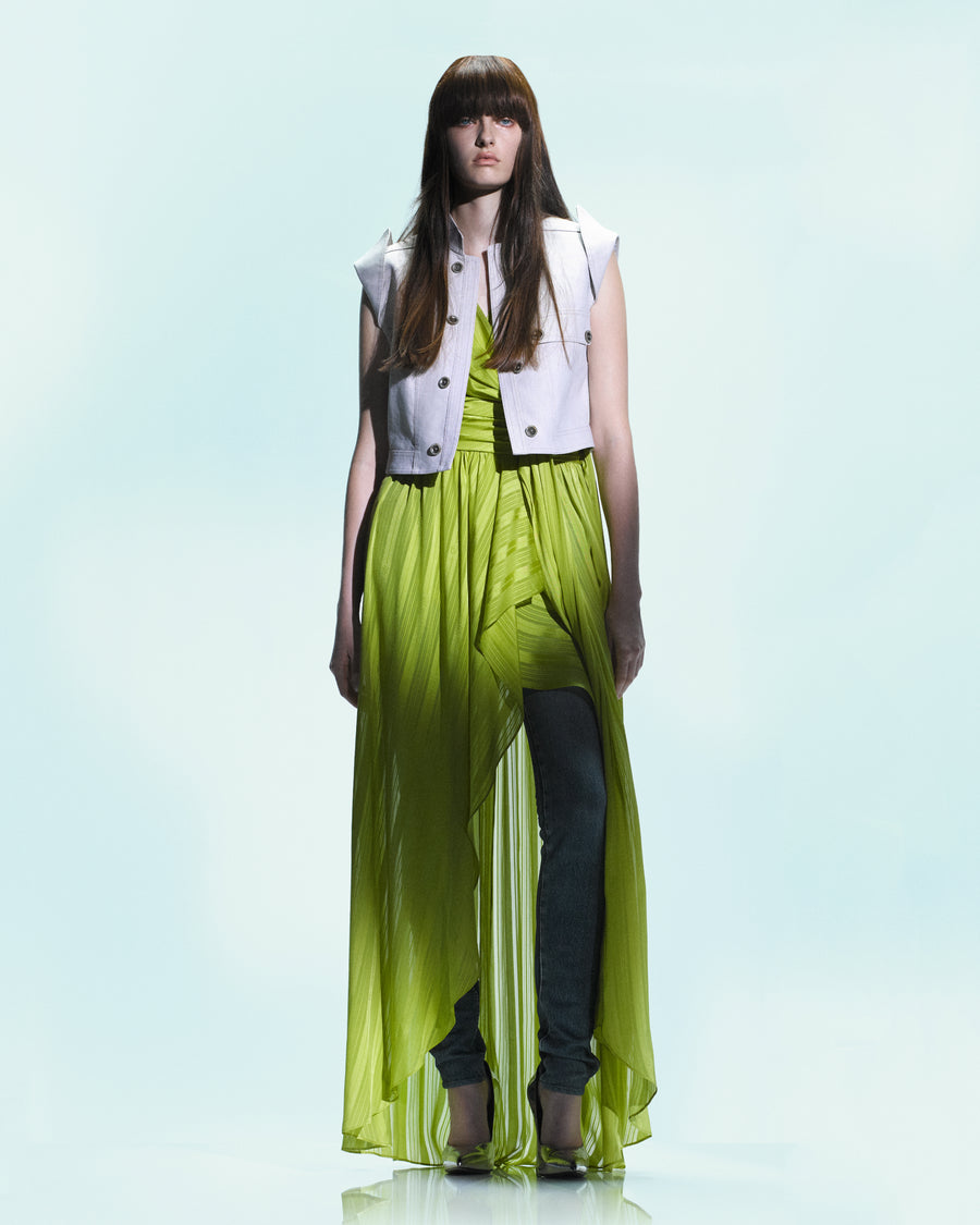 Sleeveless Linen Rayon Twill Jacket