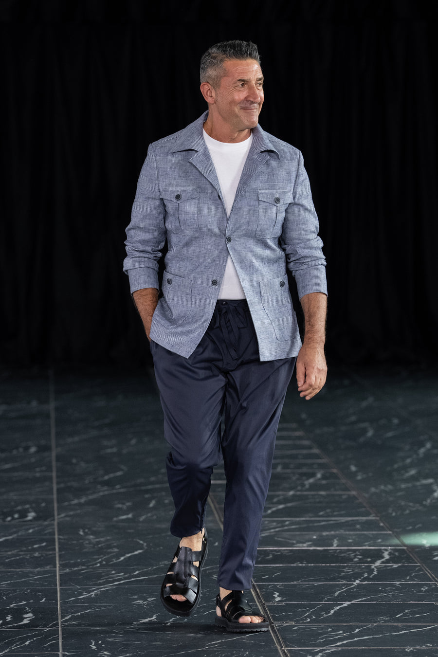Luxurious nylon tapered pants