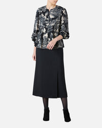Wool voile print blouse