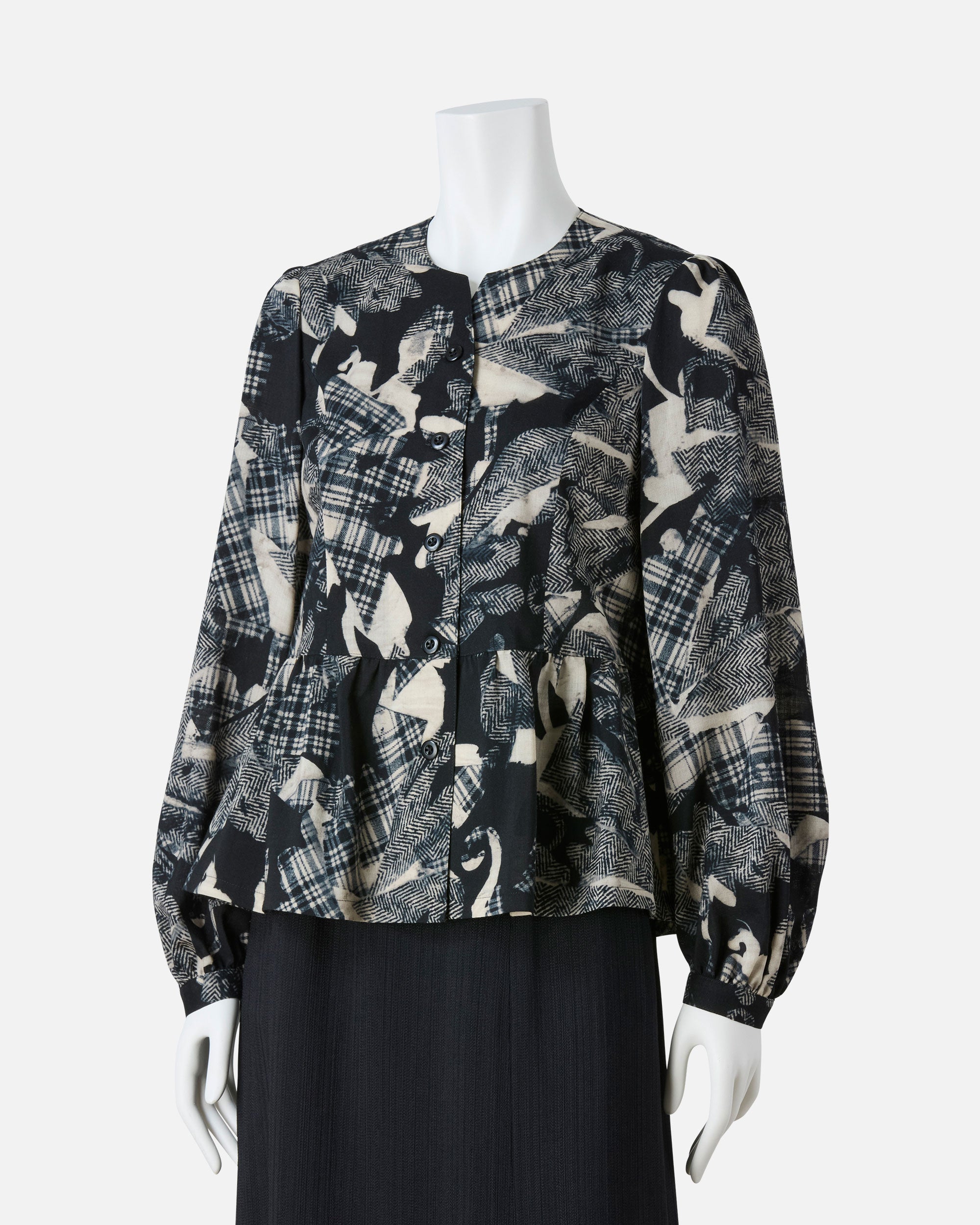 Wool voile print blouse