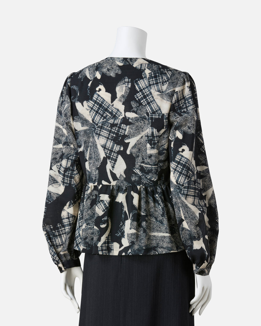 Wool voile print blouse