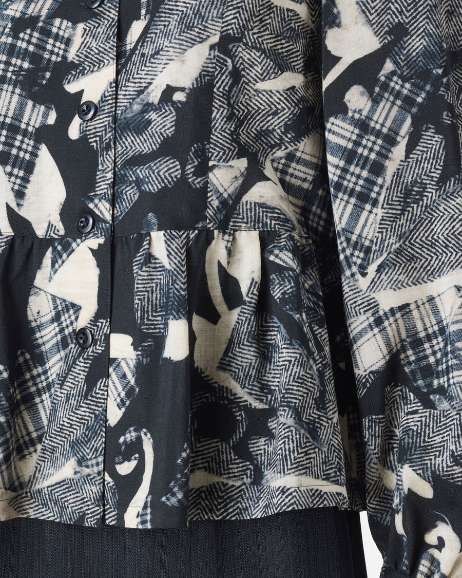 Wool voile print blouse