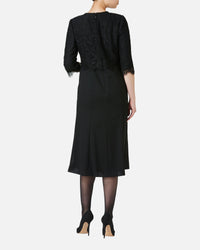 Flare Black Dress with Leavers Lace