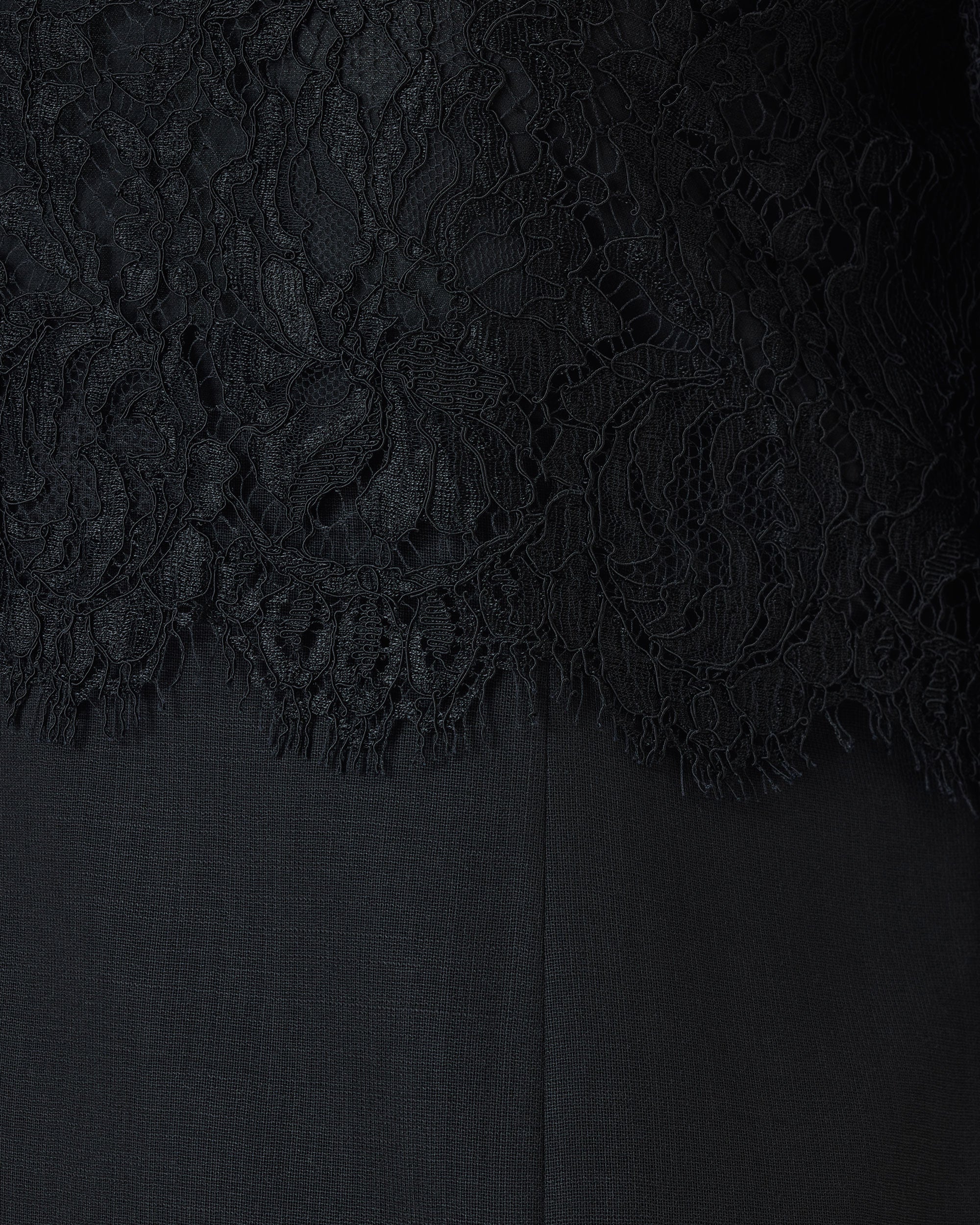 Flare Black Dress with Leavers Lace