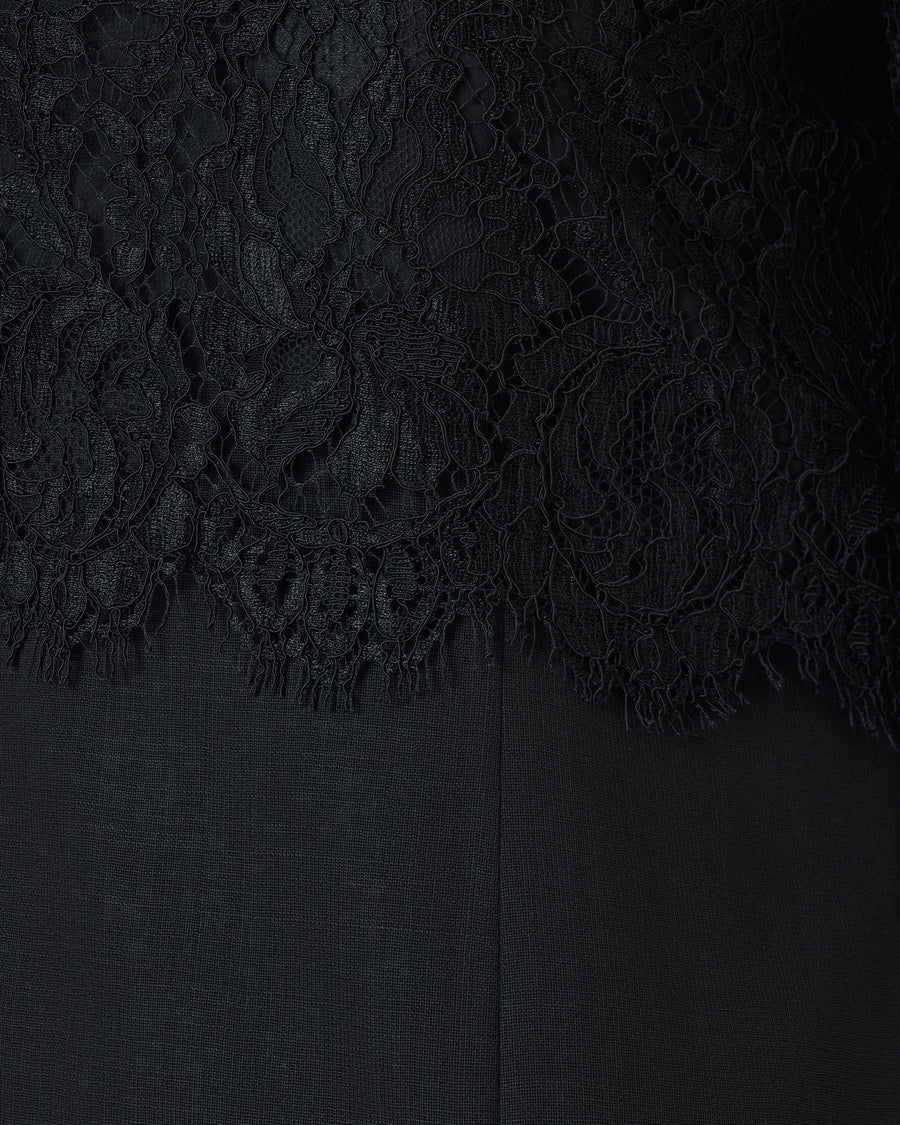 Flare Black Dress with Leavers Lace