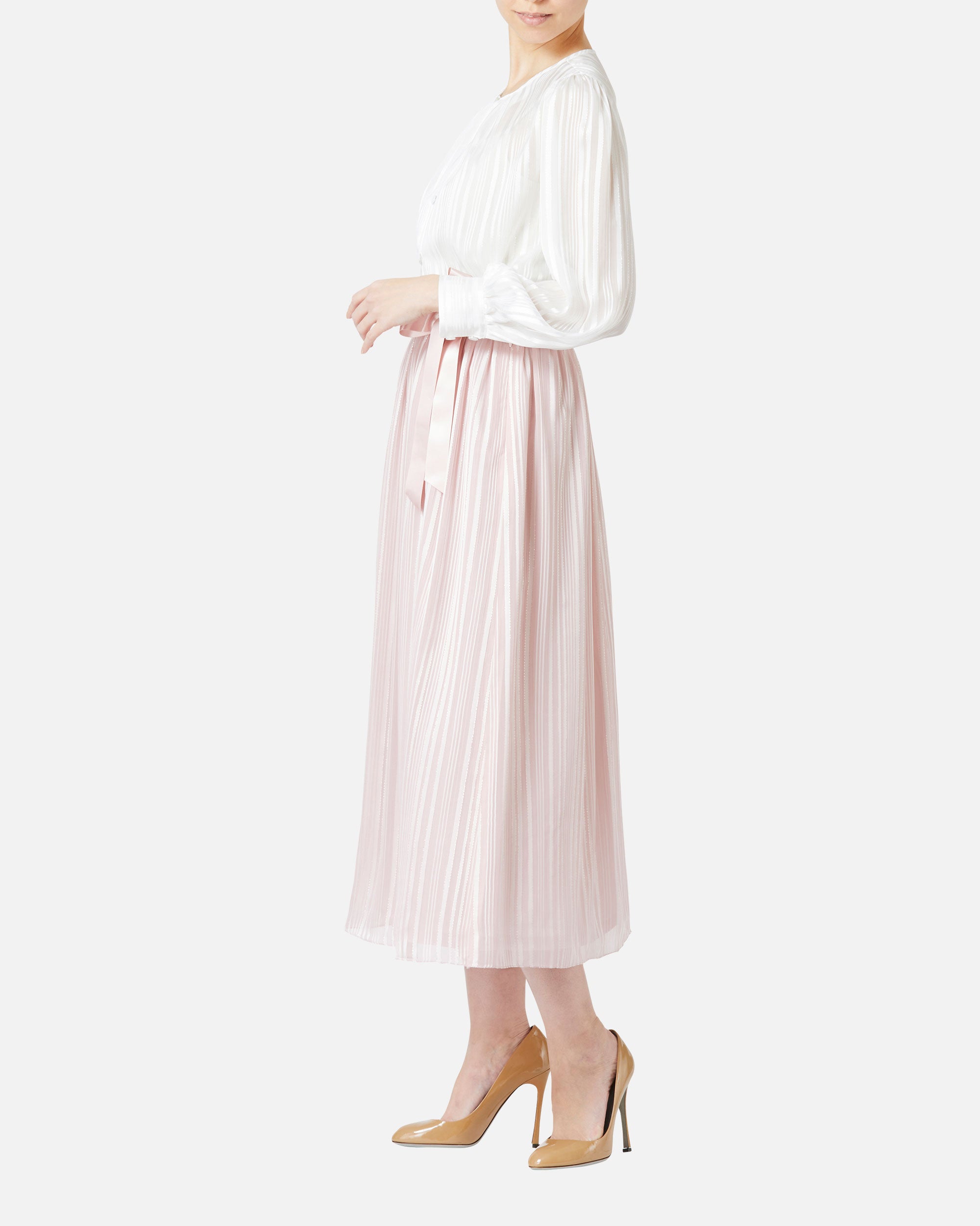 Gathered Chiffon Satin Skirt