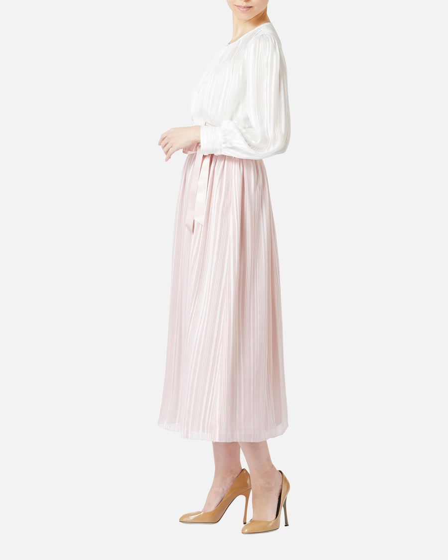 Gathered Chiffon Satin Skirt