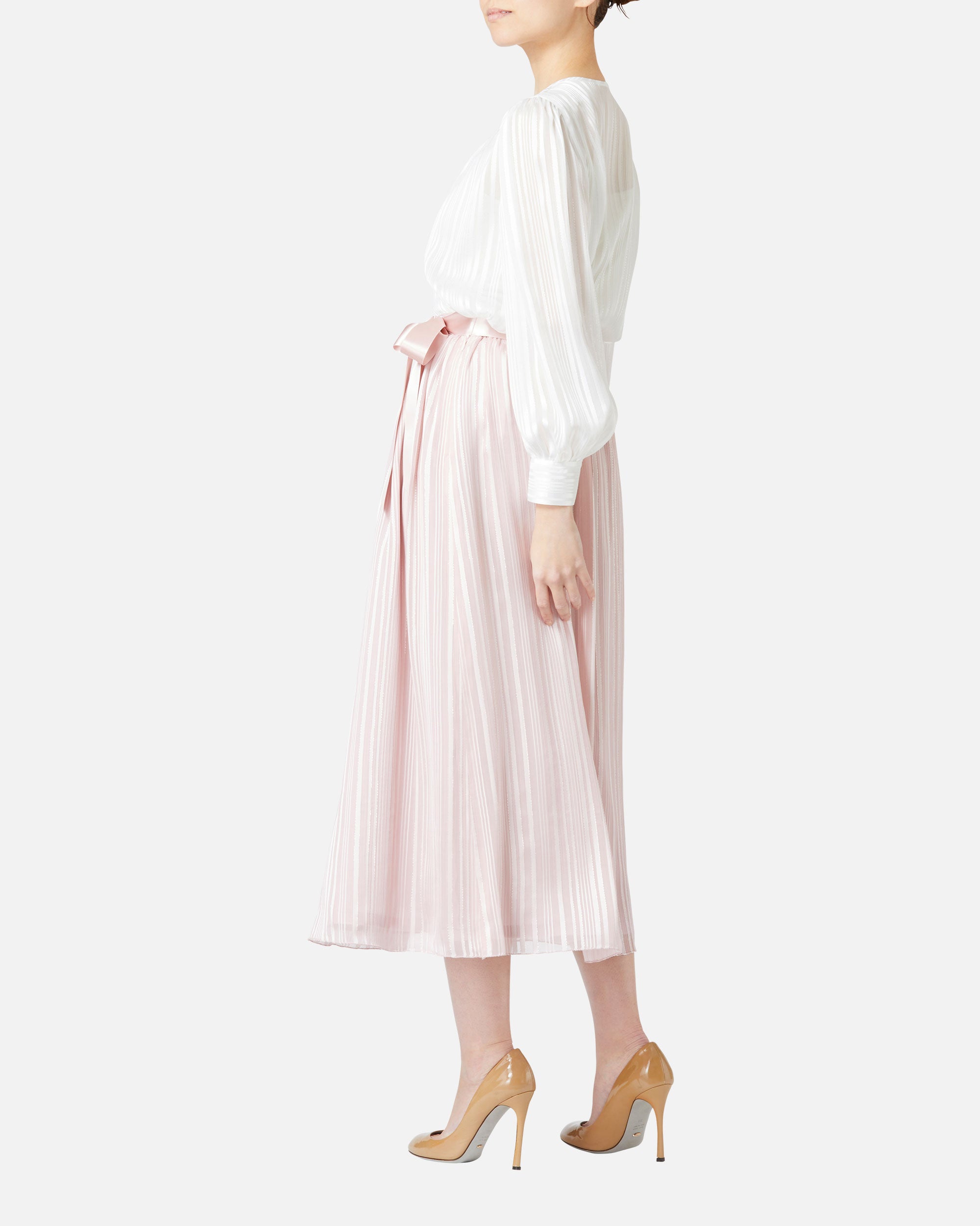Gathered Chiffon Satin Skirt
