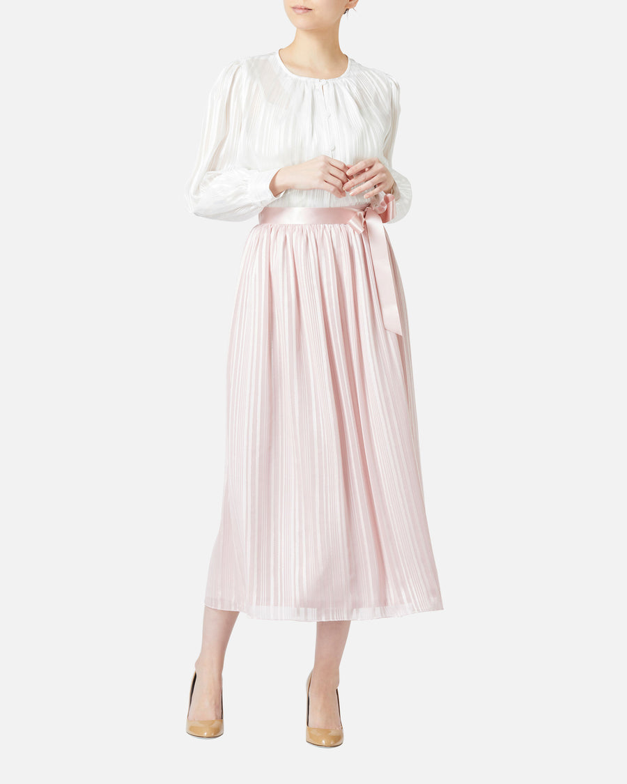 Gathered Chiffon Satin Skirt