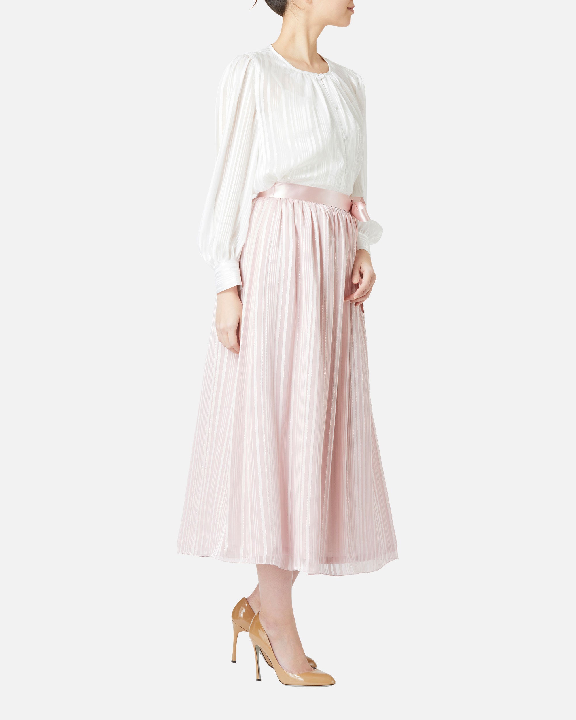 Gathered Chiffon Satin Skirt