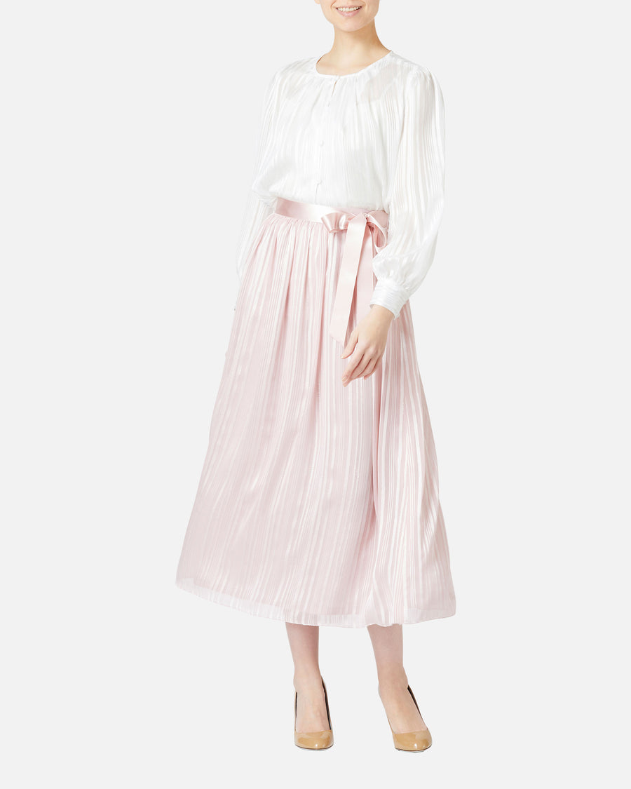 Gathered Chiffon Satin Skirt