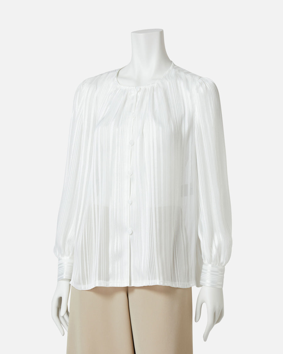 Striped Chiffon Satin Blouse