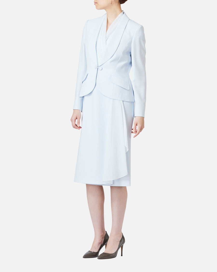 Cache-Coeur Dress with Drape Chiffon Collar