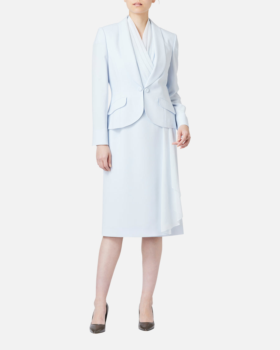 Cache-Coeur Dress with Drape Chiffon Collar