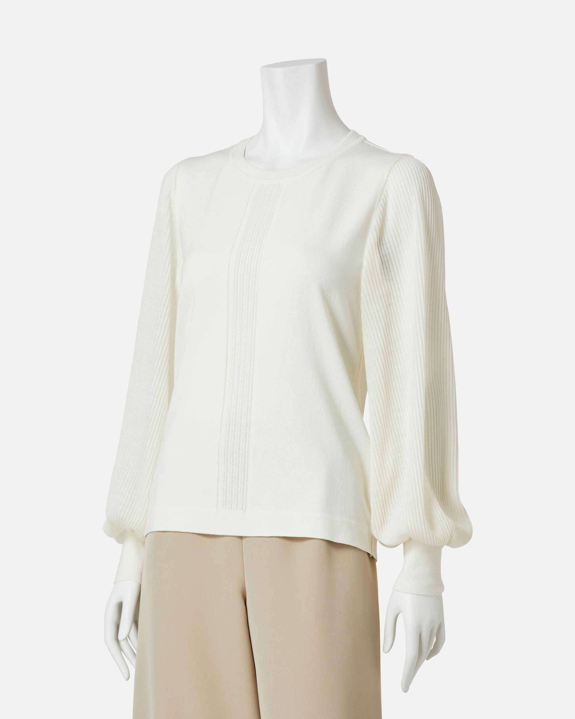 Pleated Sleeve Knit Pullover