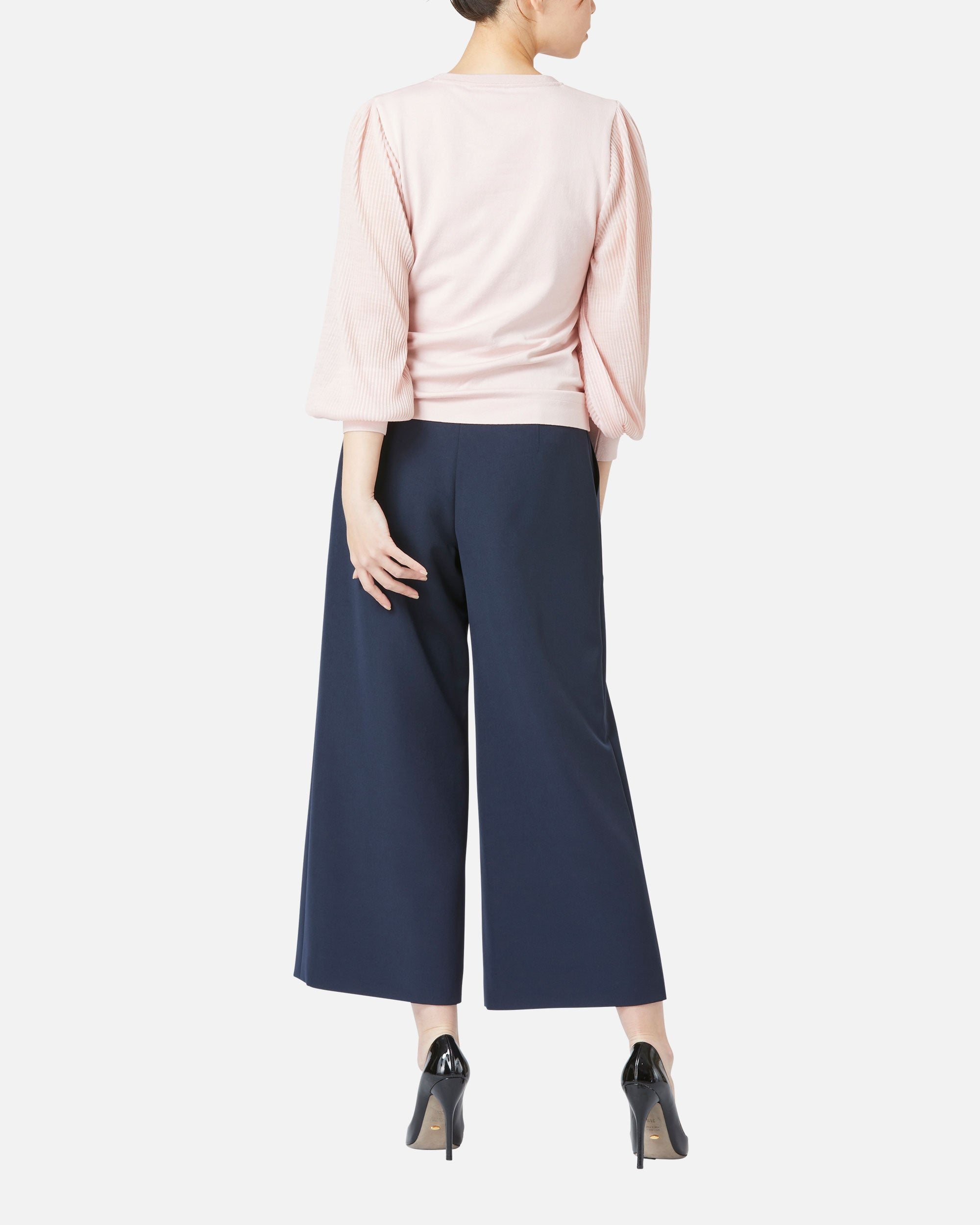 Pleated Sleeve Knit Pullover