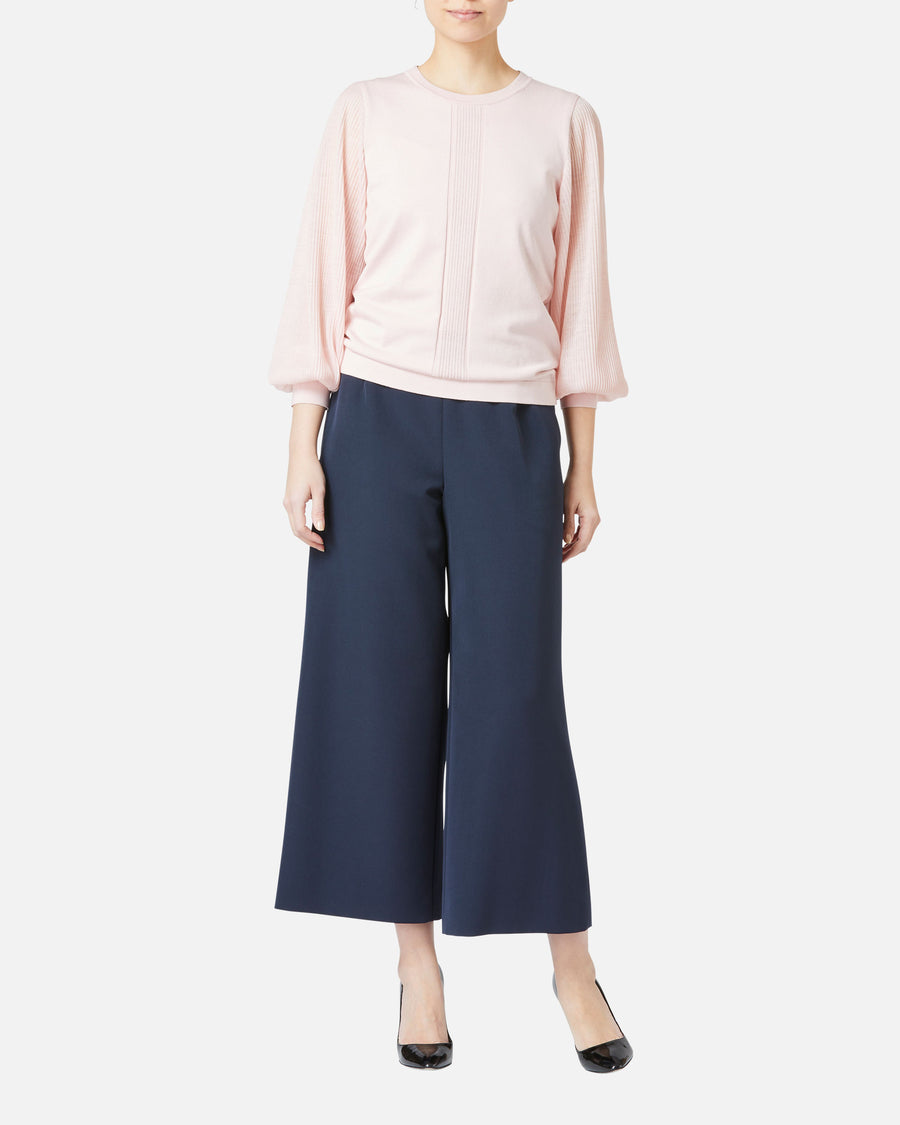 Pleated Sleeve Knit Pullover