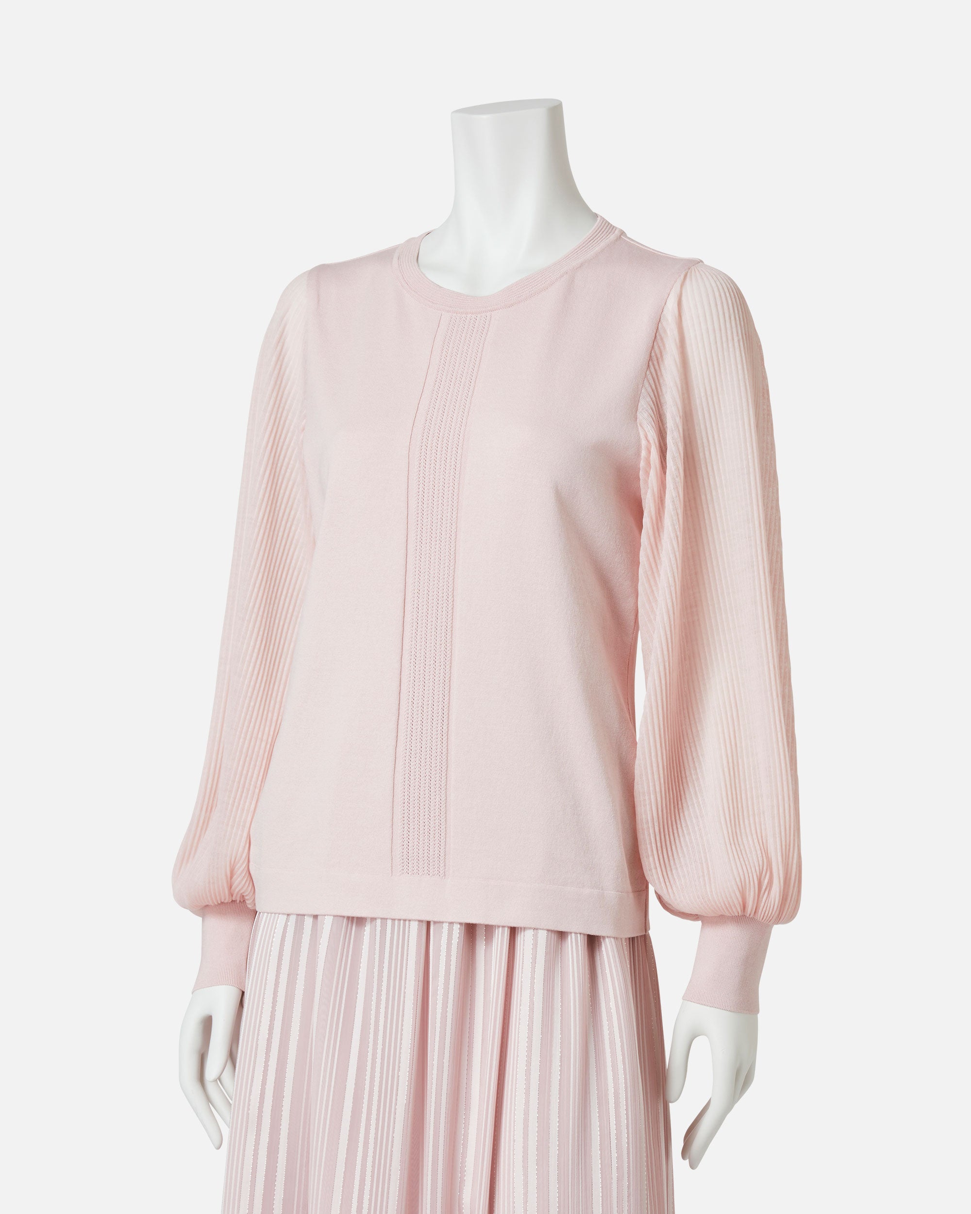 Pleated Sleeve Knit Pullover