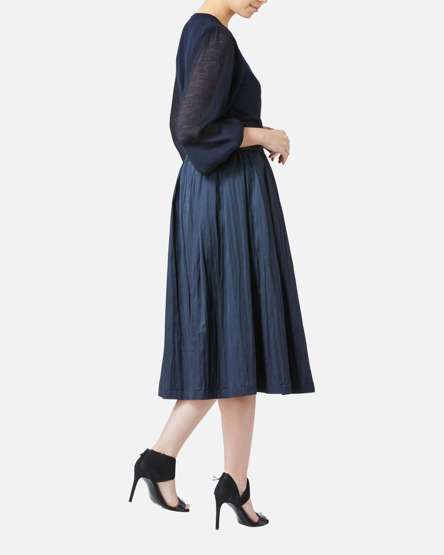 Pleated Sleeve Knit Pullover