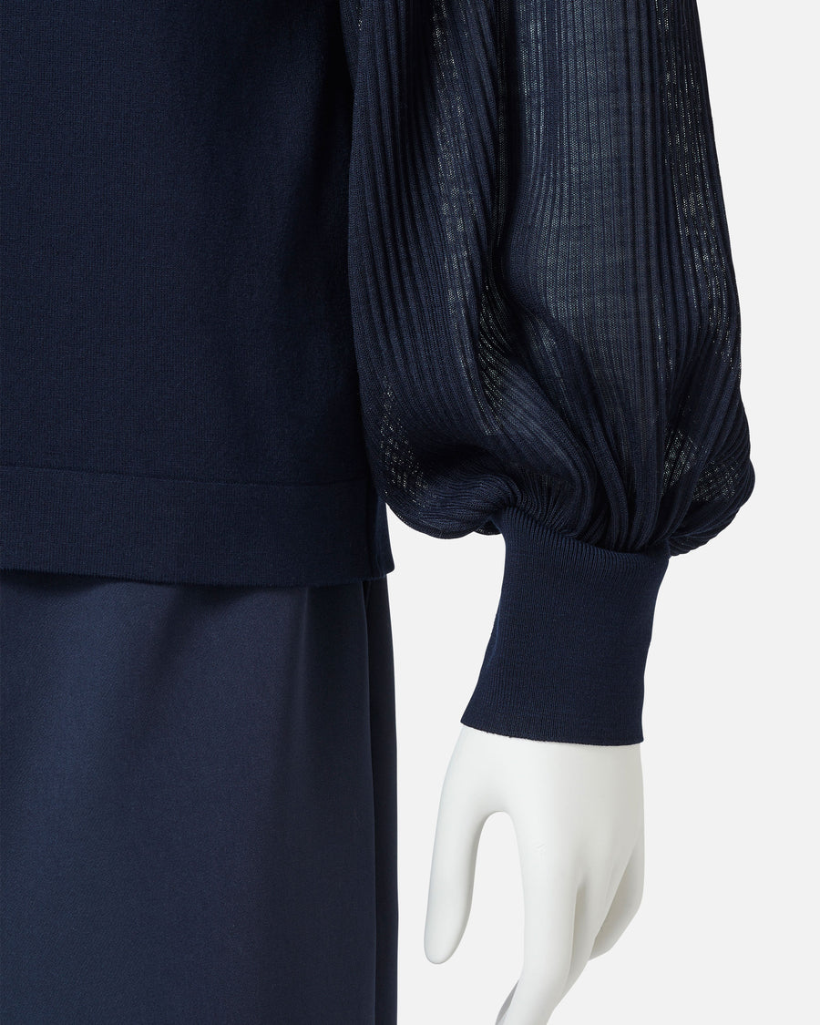 Pleated Sleeve Knit Pullover