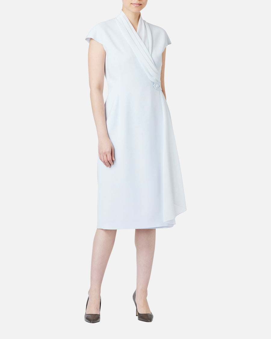 Cache-Coeur Dress with Drape Chiffon Collar