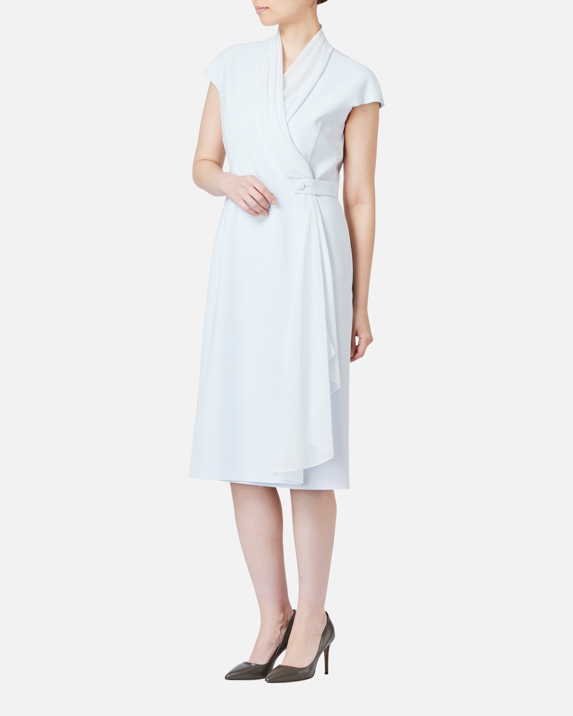 Cache-Coeur Dress with Drape Chiffon Collar