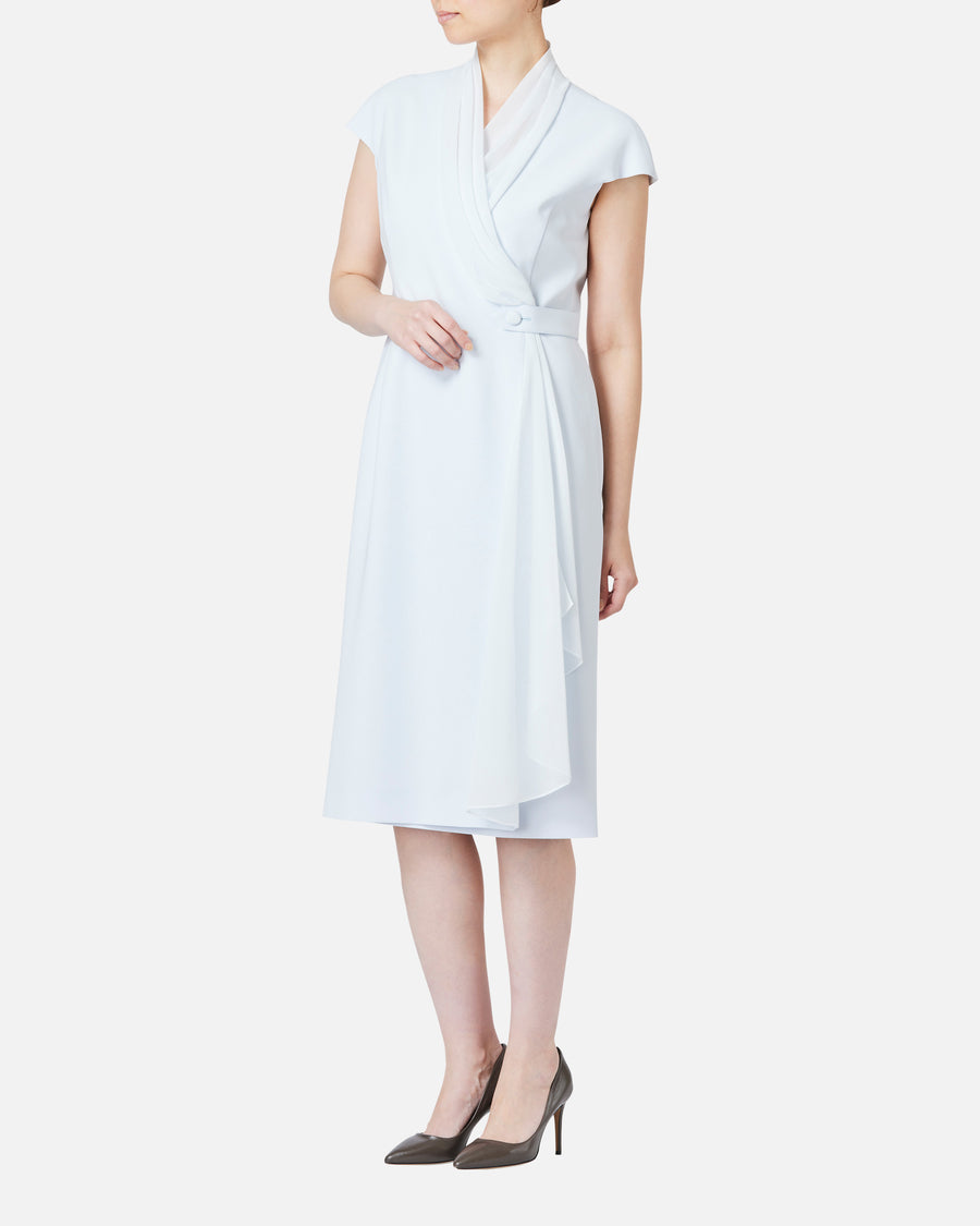 Cache-Coeur Dress with Drape Chiffon Collar