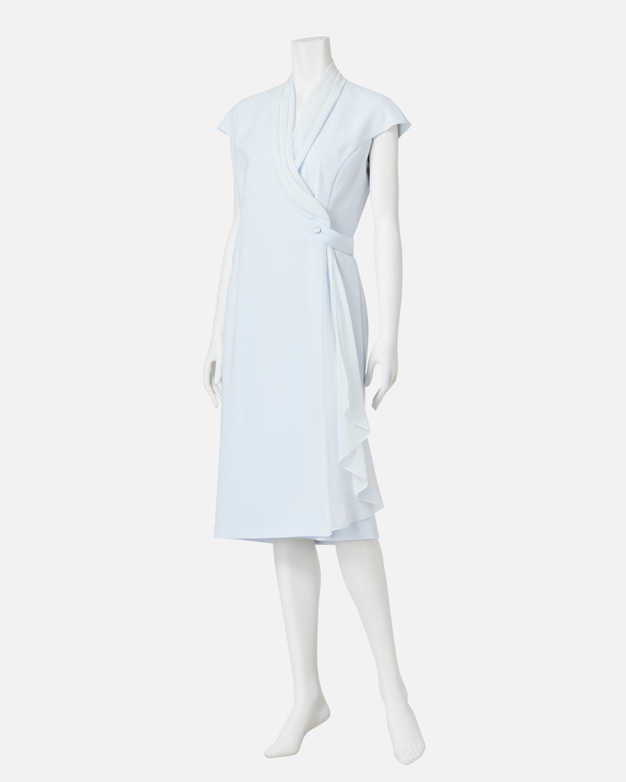 Cache-Coeur Dress with Drape Chiffon Collar