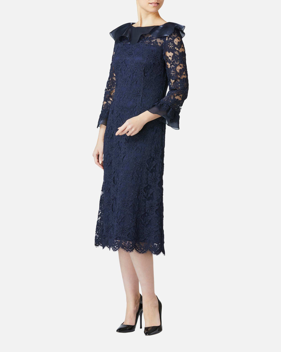 Lace Dress with Flounced Organdie