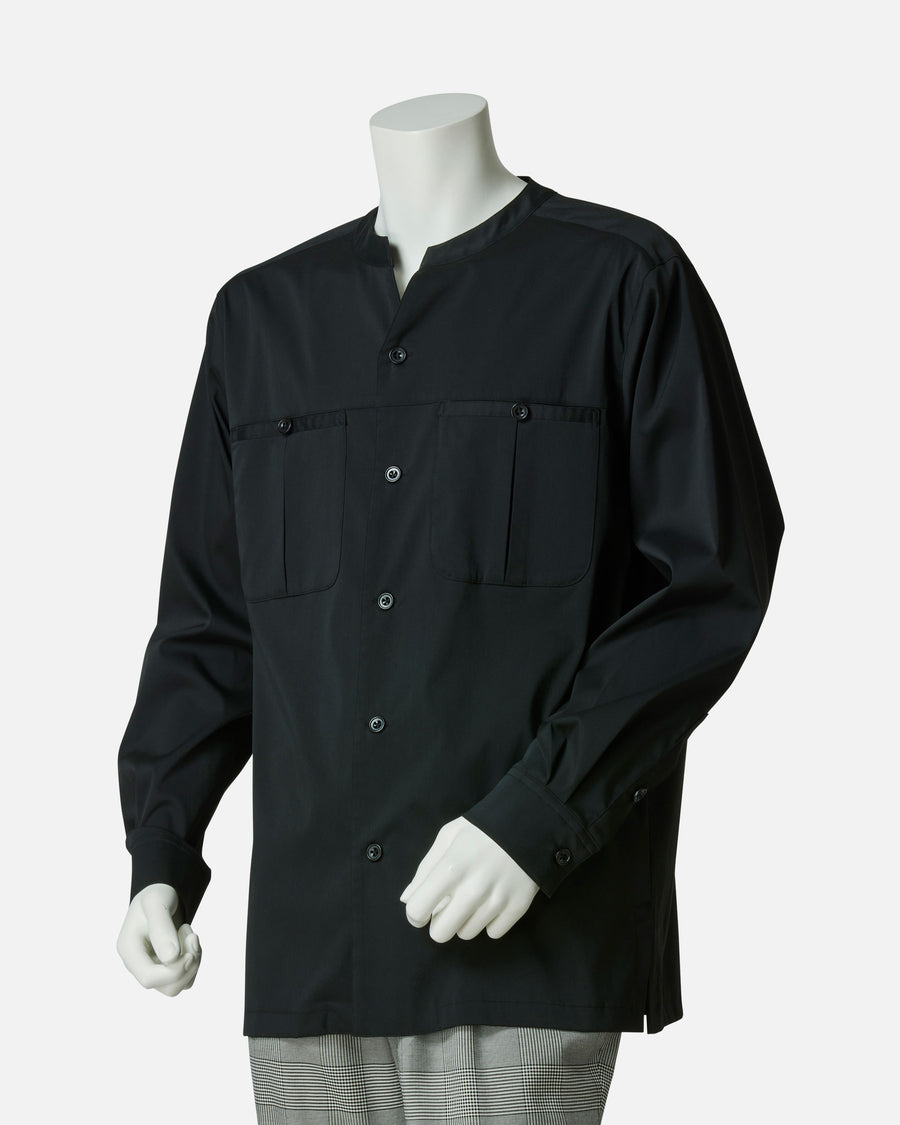 Luxurious nylon band collar shirt