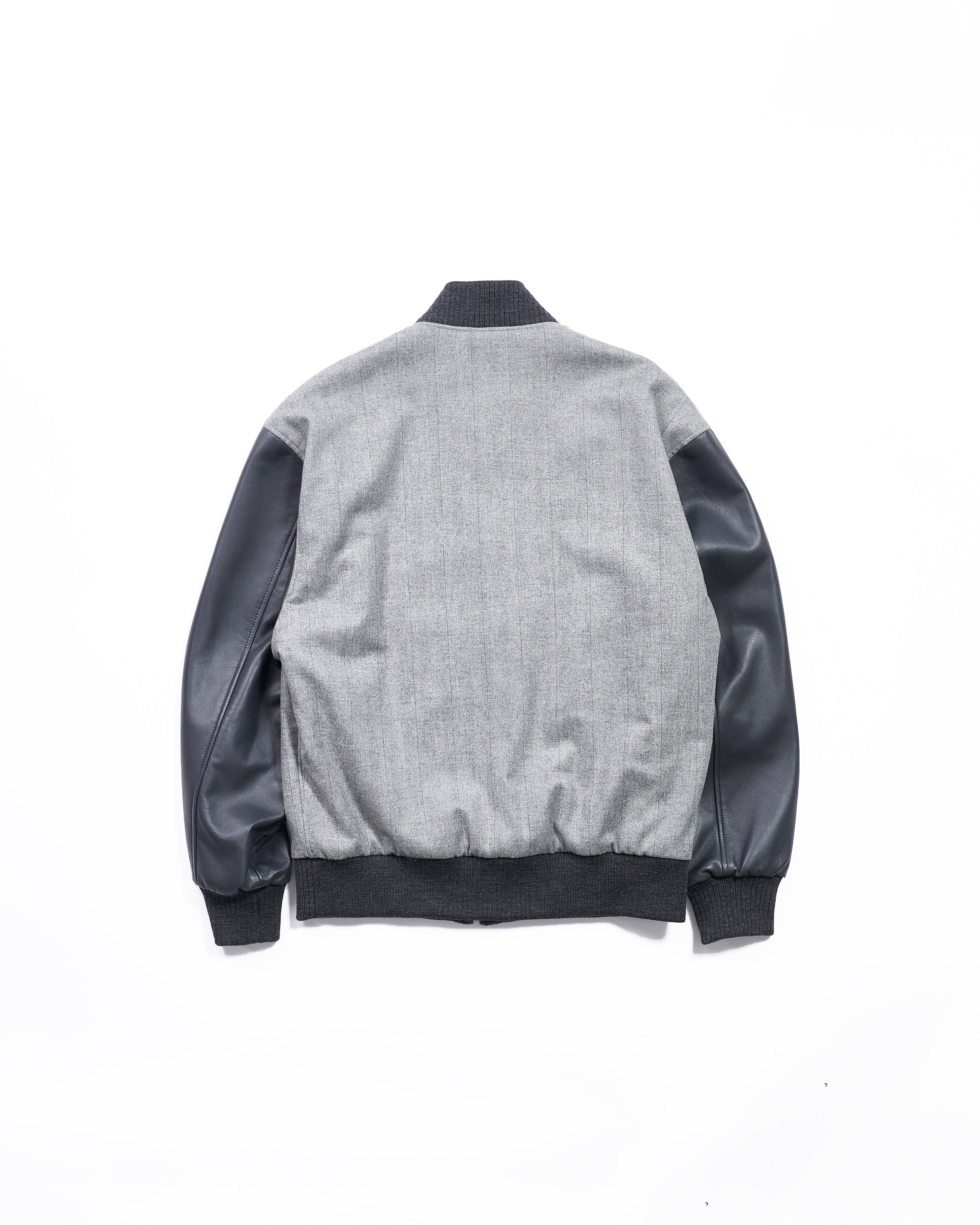 Leather x flannel combination blouson