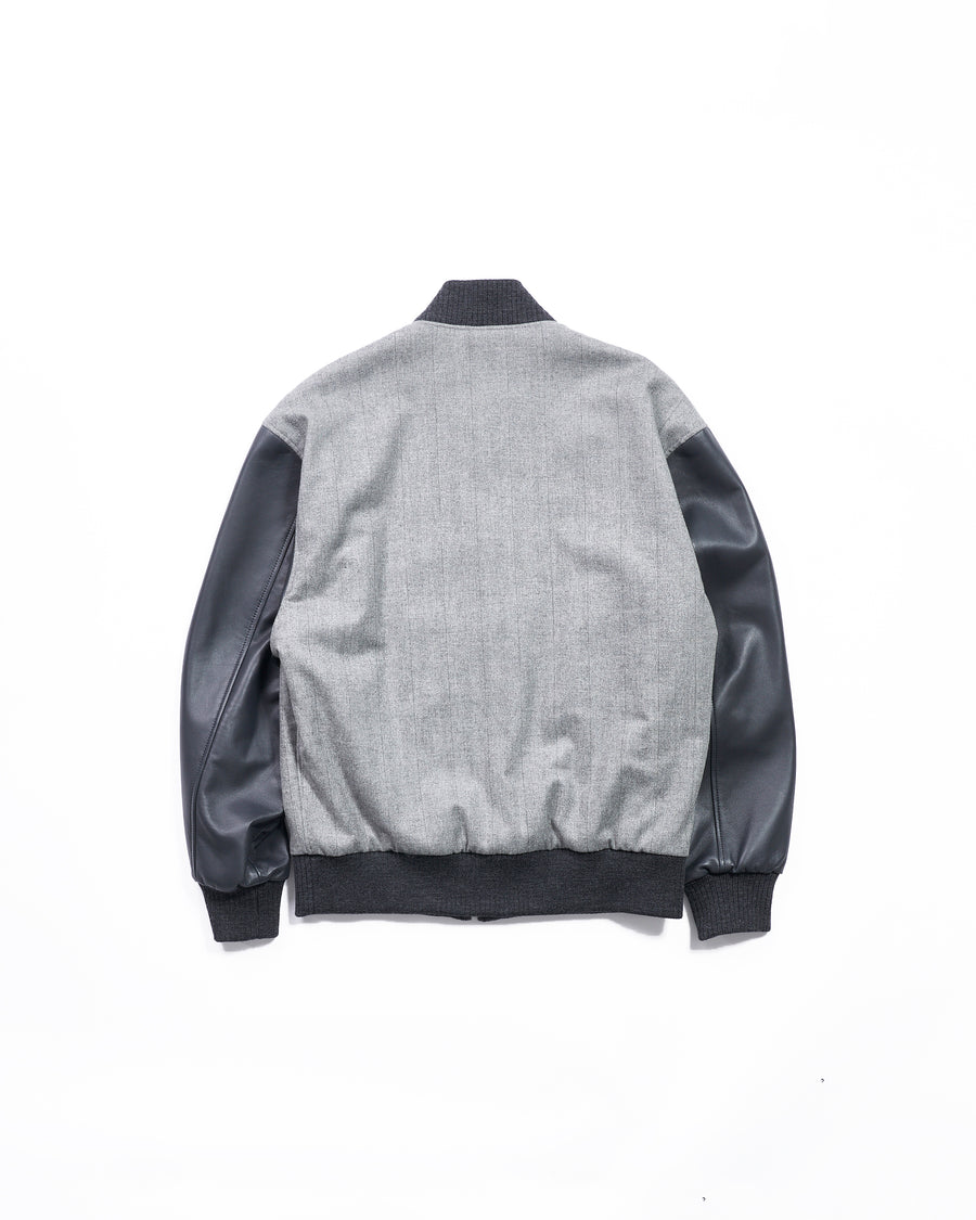 Leather x flannel combination blouson
