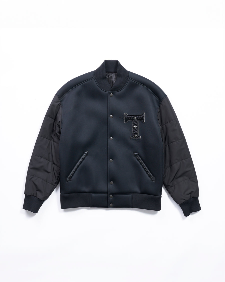 [Unisex] Bonded jersey x taffeta bomber jacket