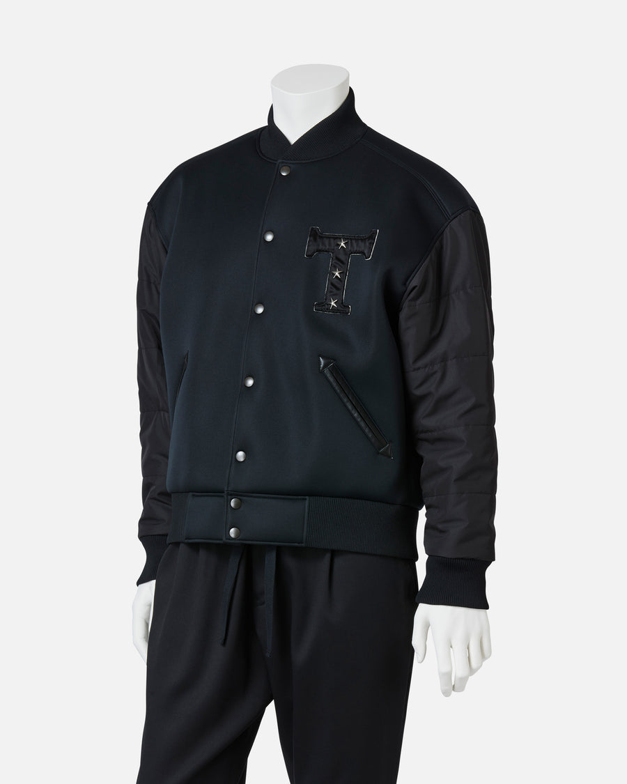 [Unisex] Bonded jersey x taffeta bomber jacket