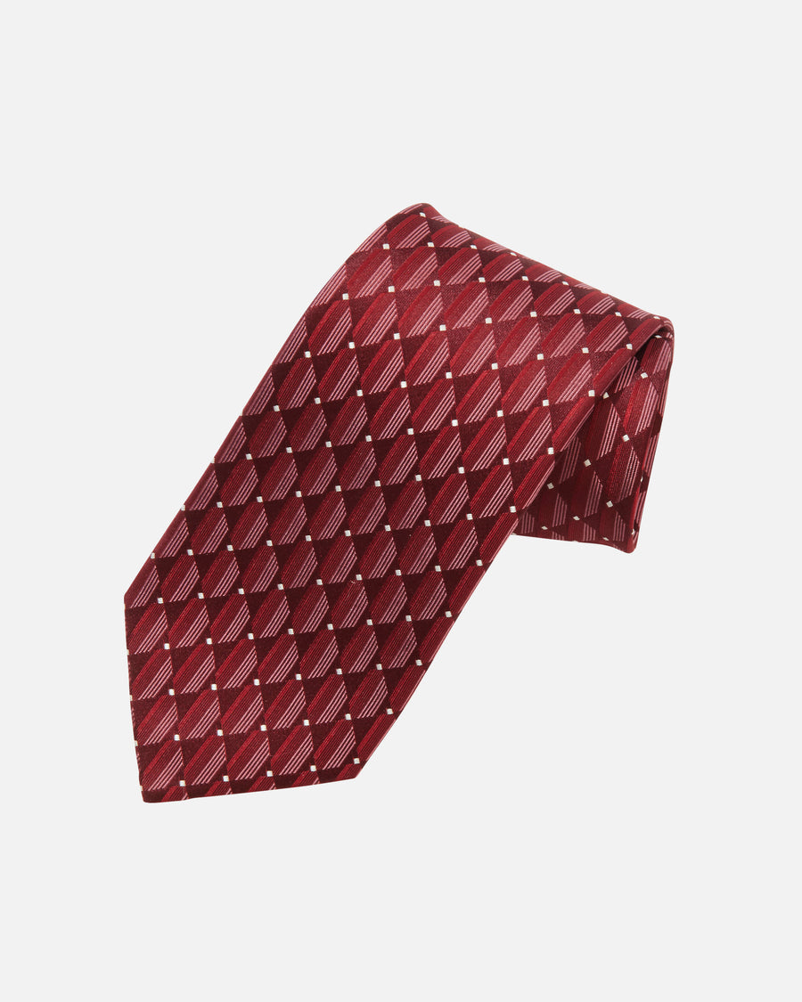 Geometric and polka dot silk tie
