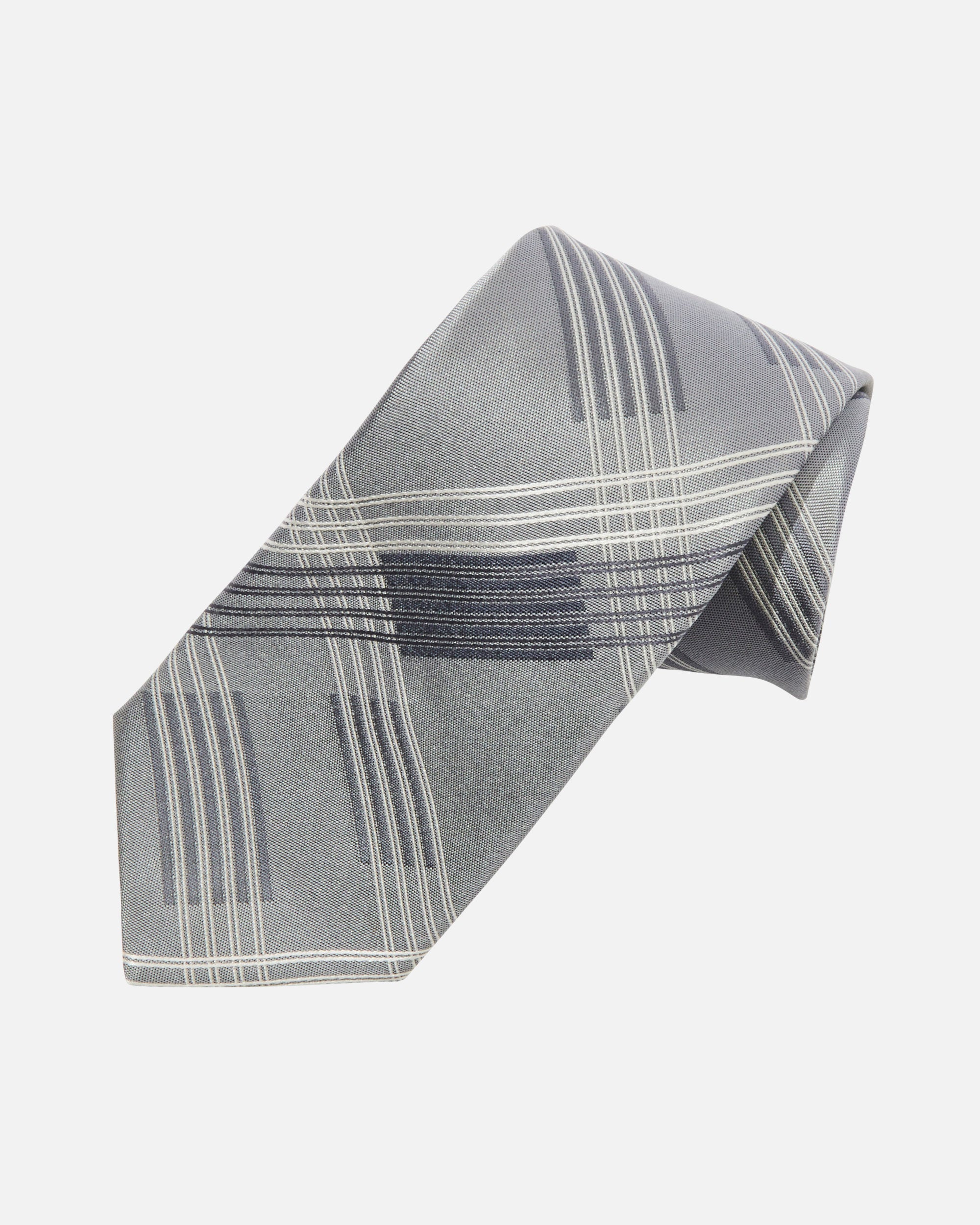 Multi-check silk tie