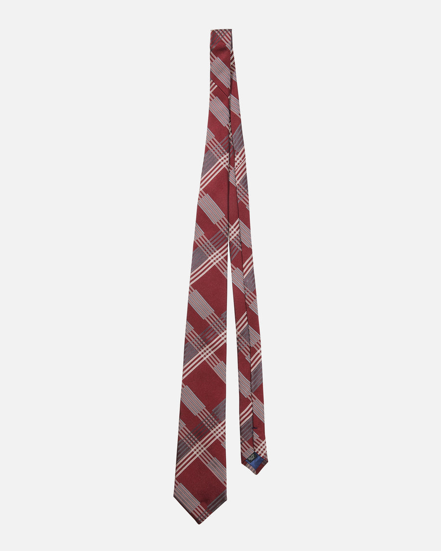 Multi-check silk tie