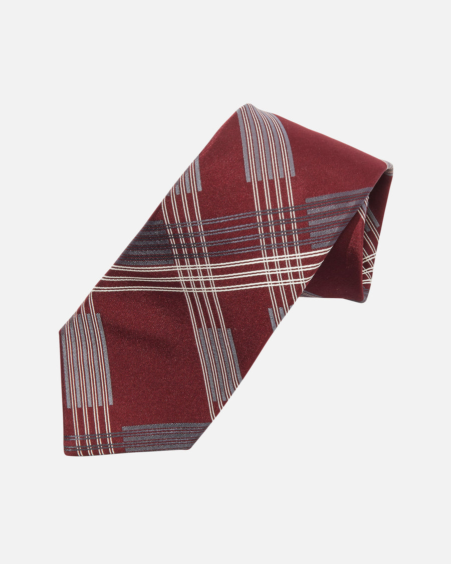 Multi-check silk tie