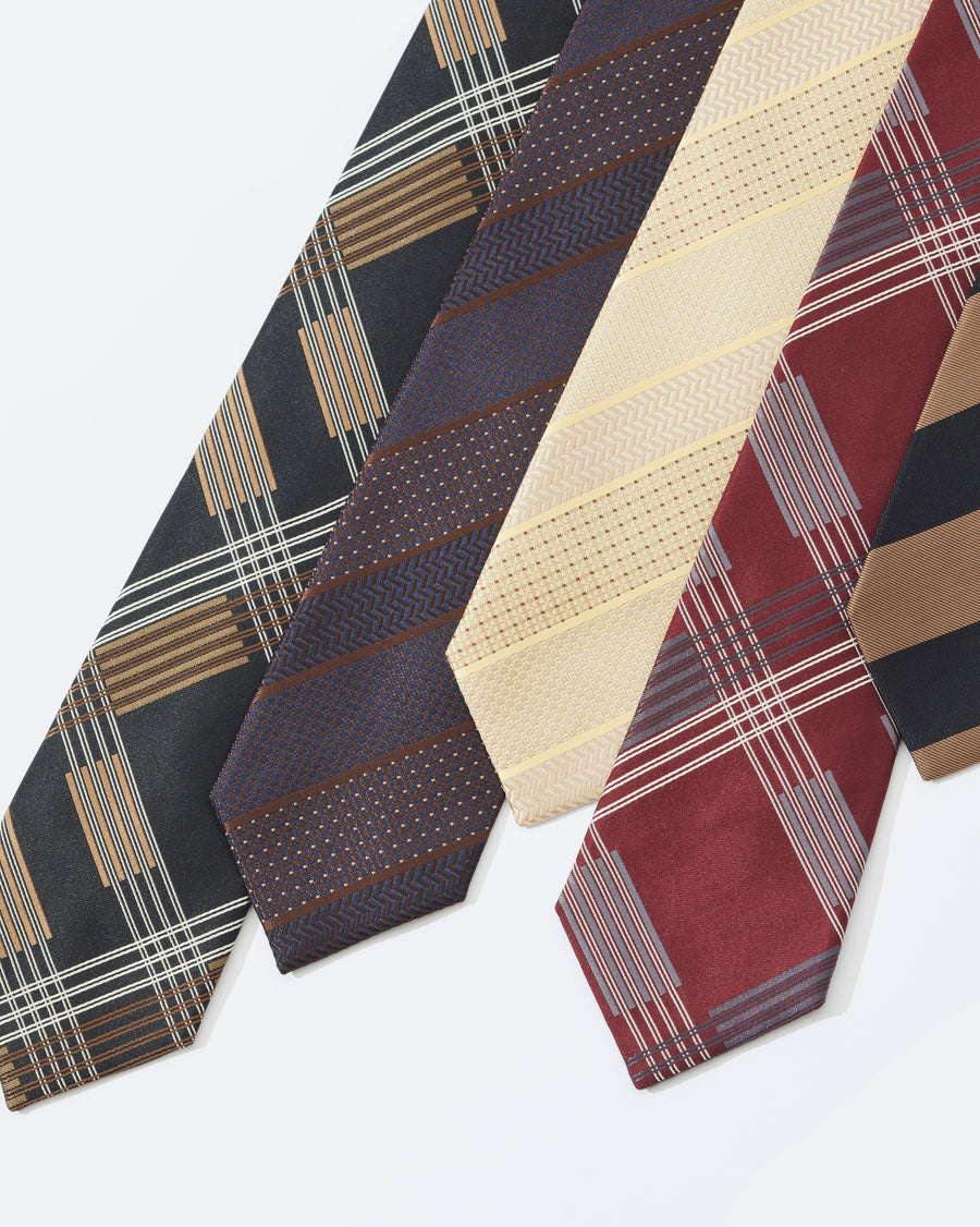 Multi-check silk tie