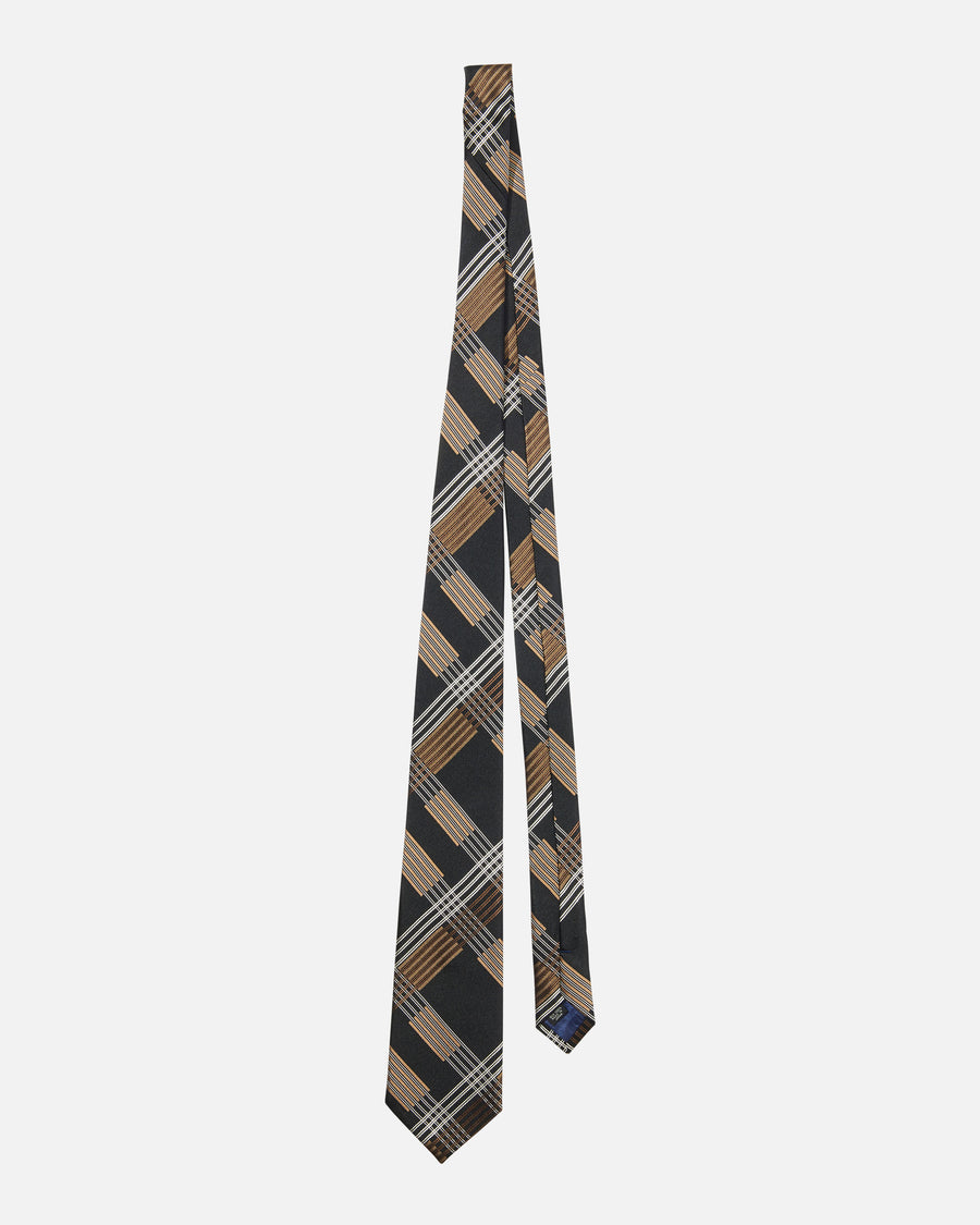 Multi-check silk tie