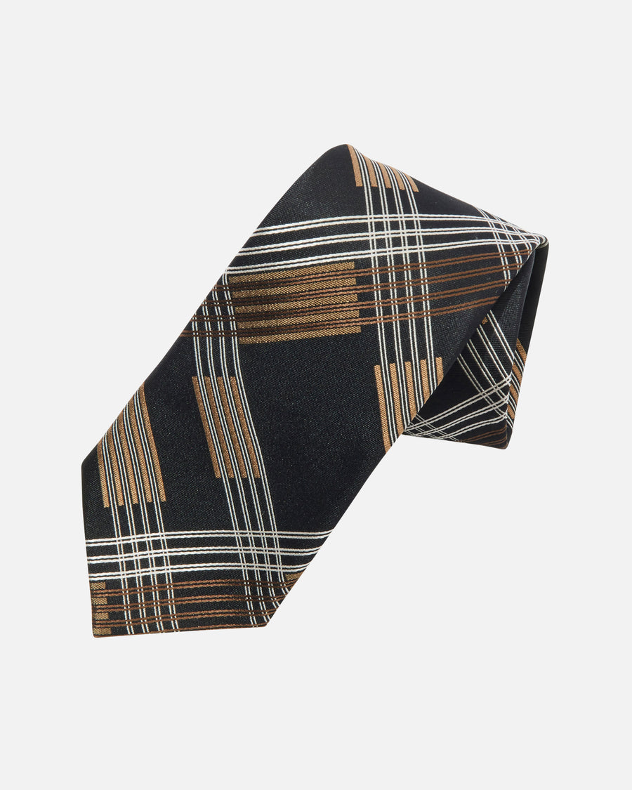 Multi-check silk tie