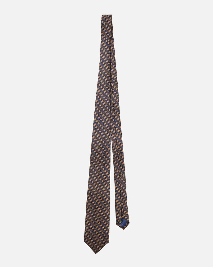 Diamond pattern silk tie