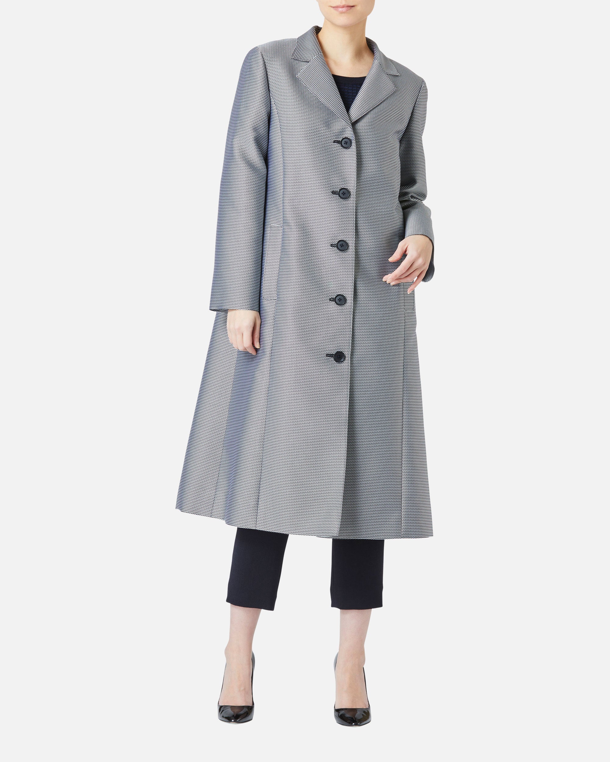 Silk nylon jacquard chester coat