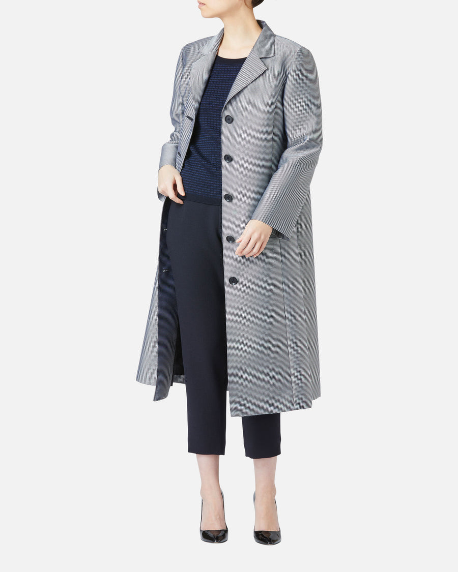 Silk nylon jacquard chester coat