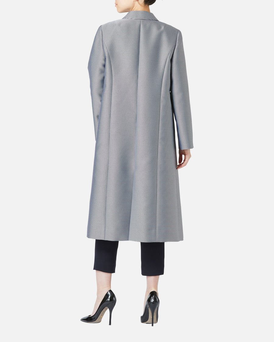 Silk nylon jacquard chester coat