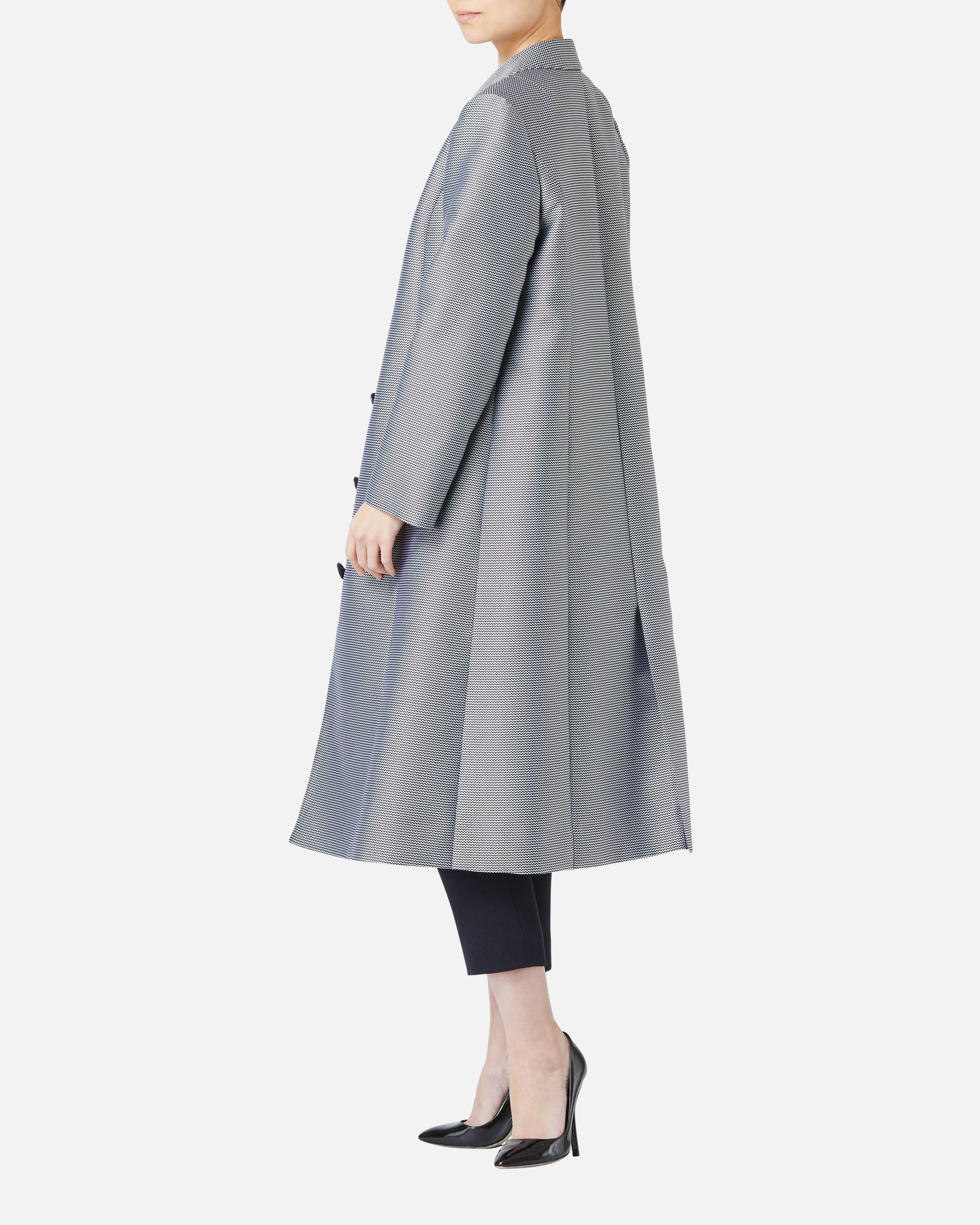 Silk nylon jacquard chester coat