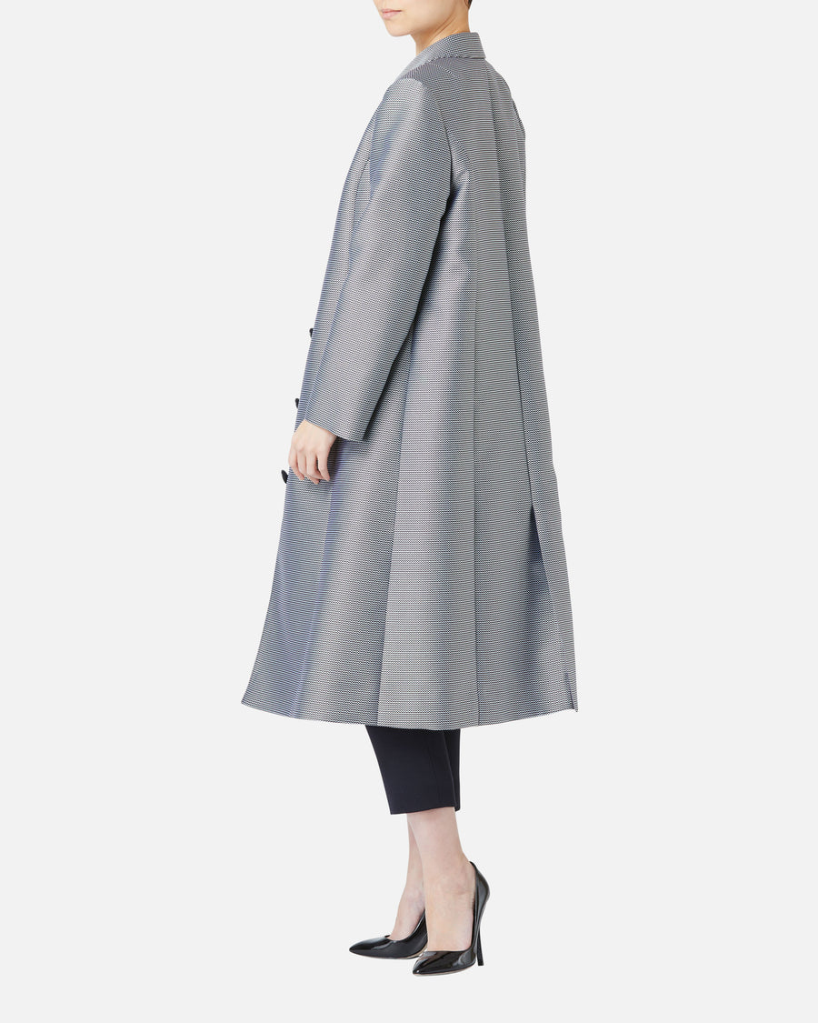 Silk nylon jacquard chester coat