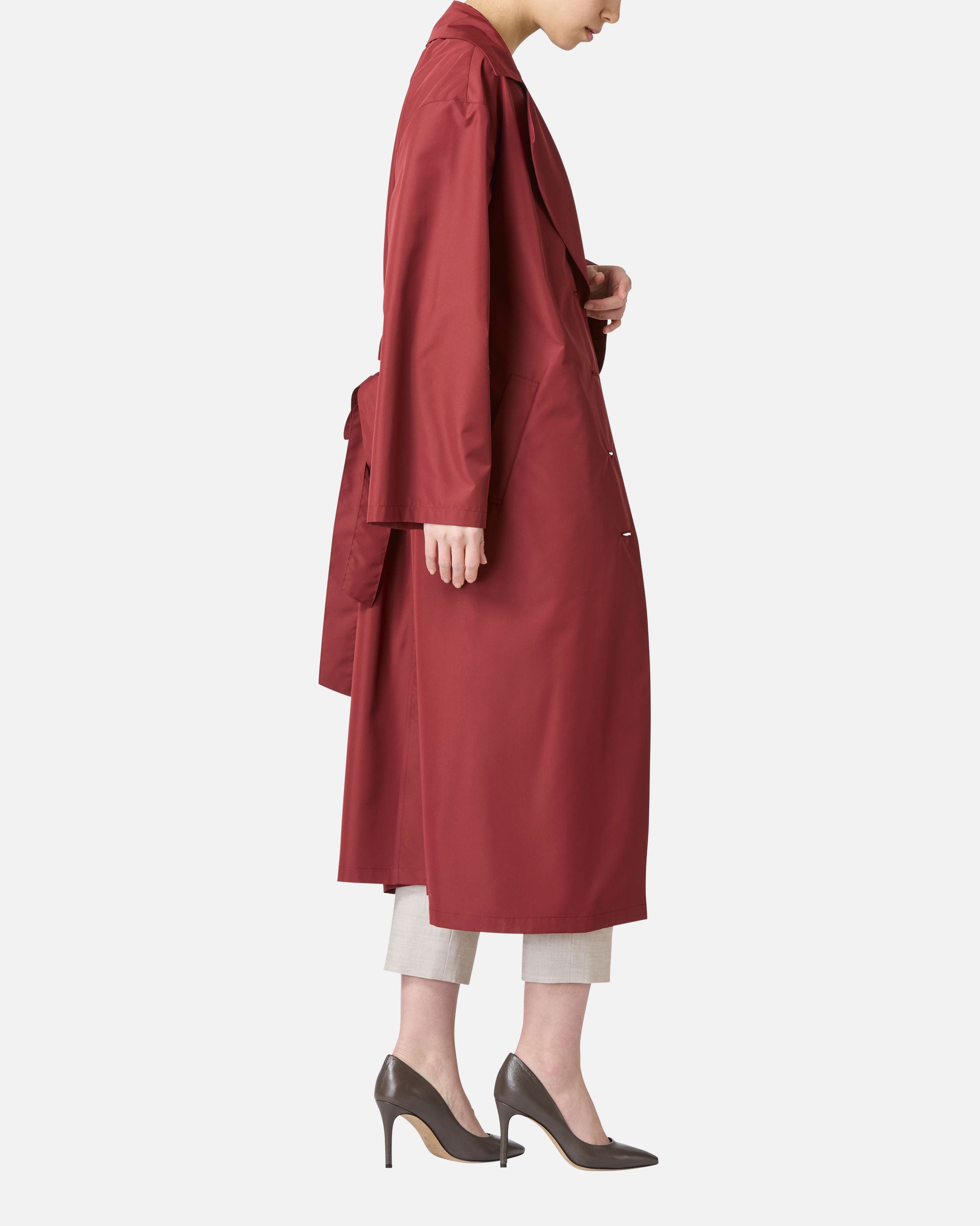 Taffeta spring coat with sash