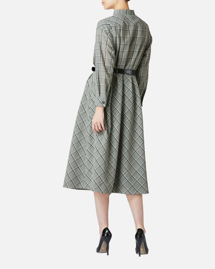 Wool voile check dress